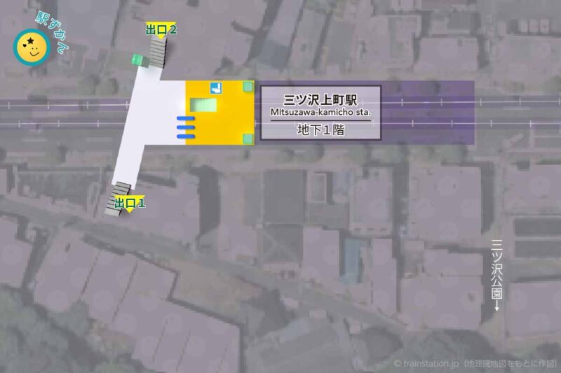 三ツ沢上町駅構内図と周辺地図