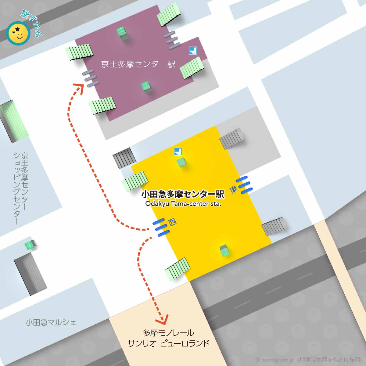 小田急多摩センター駅構内図と周辺マップ