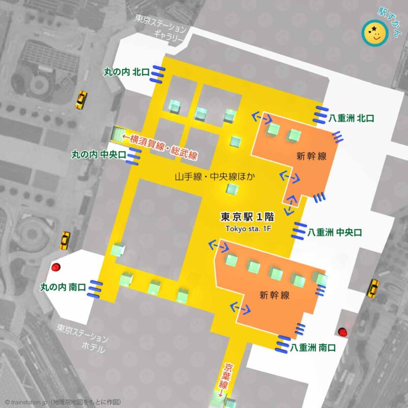 東京駅構内図と周辺マップ
