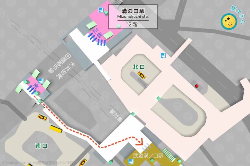 溝の口駅構内図と周辺地図