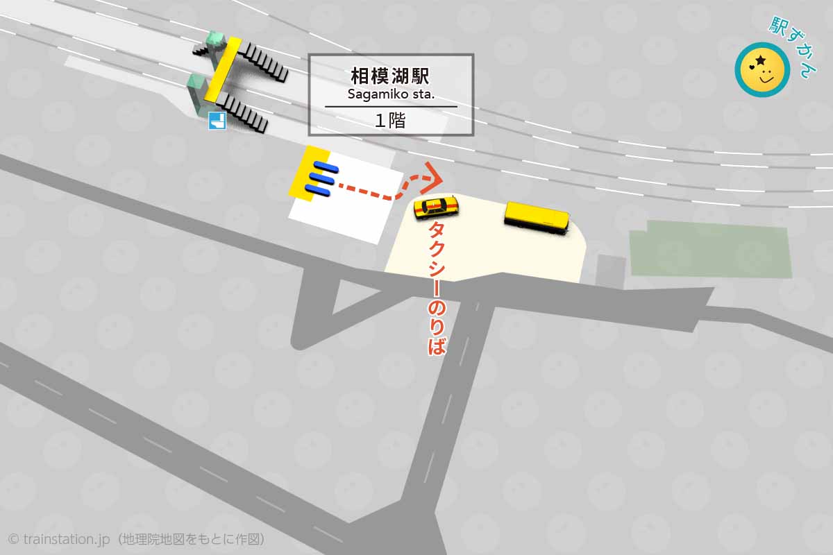 相模湖駅ロータリーとタクシーマップ