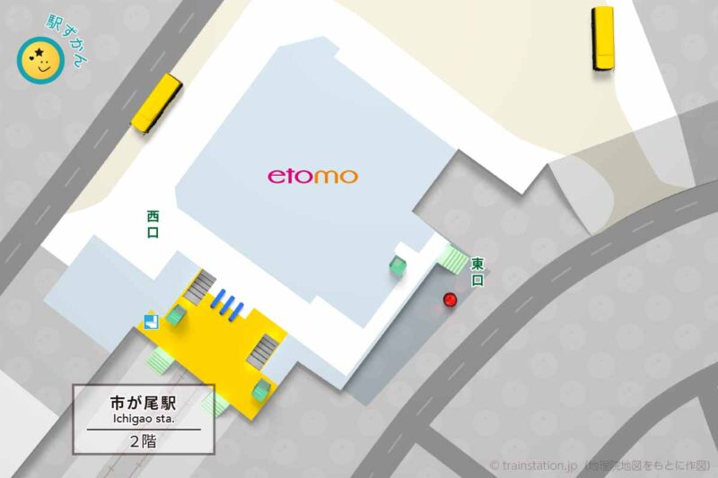 市が尾駅構内図と周辺地図