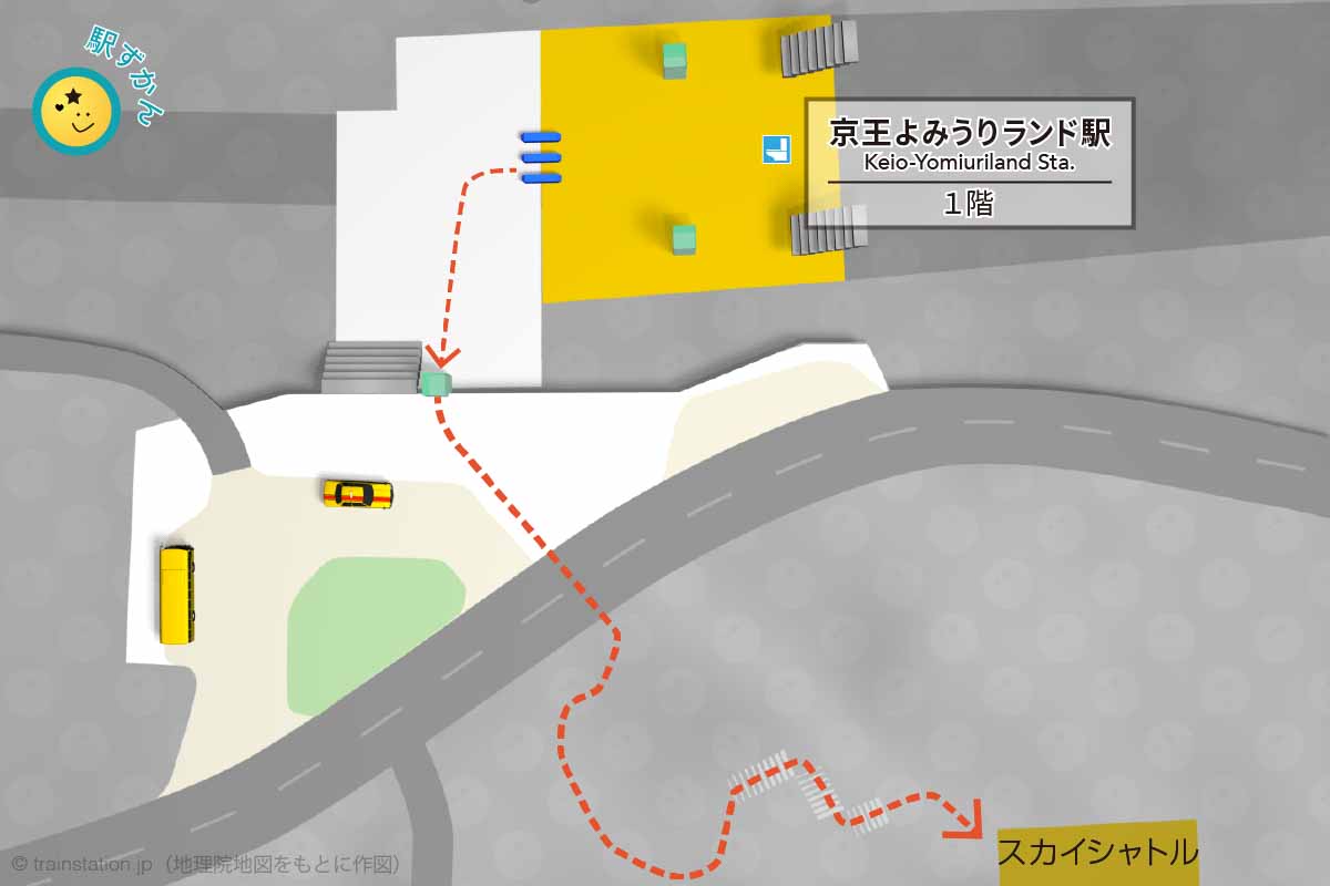 京王よみうりランド駅構内図と周辺地図