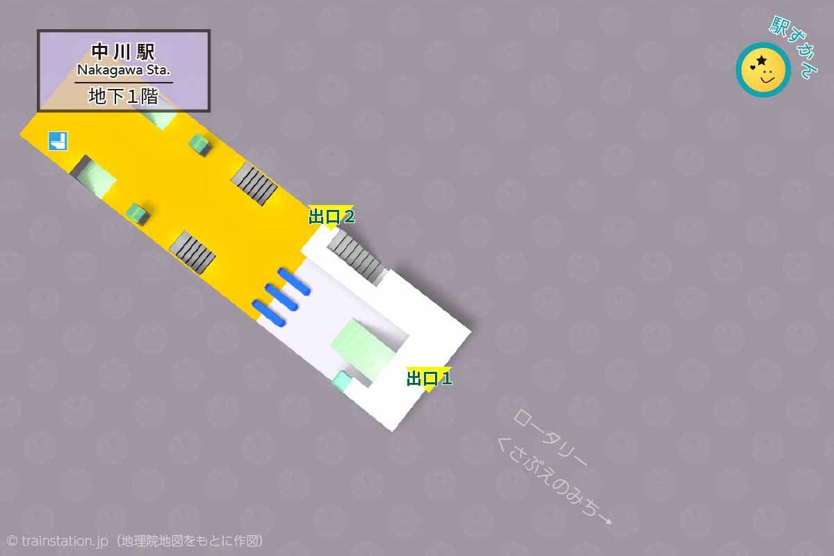 中川駅構内図と周辺地図