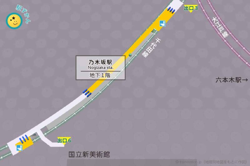 乃木坂駅構内図と周辺地図