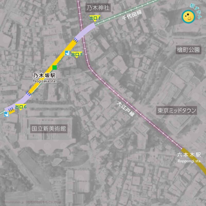 乃木坂駅構内図と周辺地図