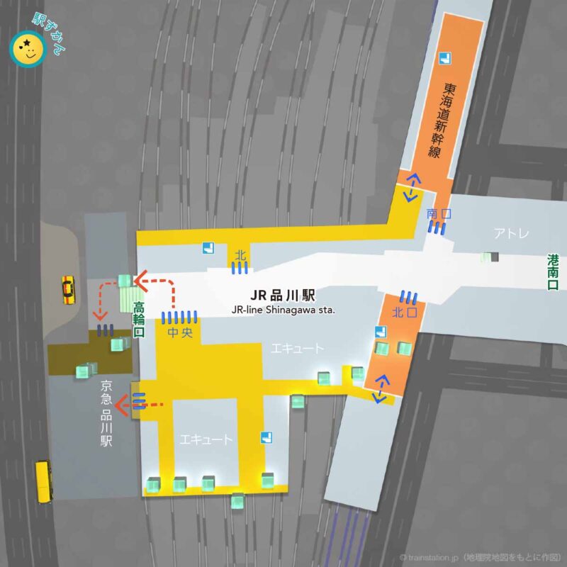 JR品川駅構内図と周辺地図