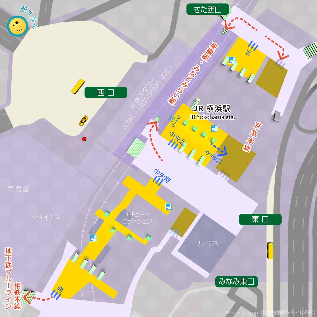 JR横浜駅の構内図 東海道線・京浜東北線ほか わかりやすい地図 - 駅ずかん