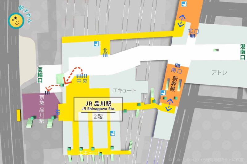 JR品川駅構内図と周辺地図
