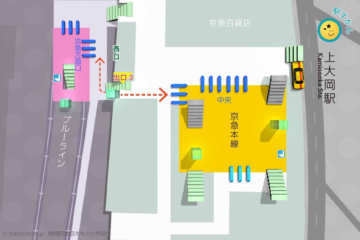 上大岡駅の乗り換えルートマップ