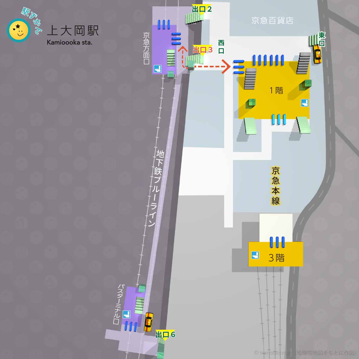 上大岡駅構内図と周辺地図