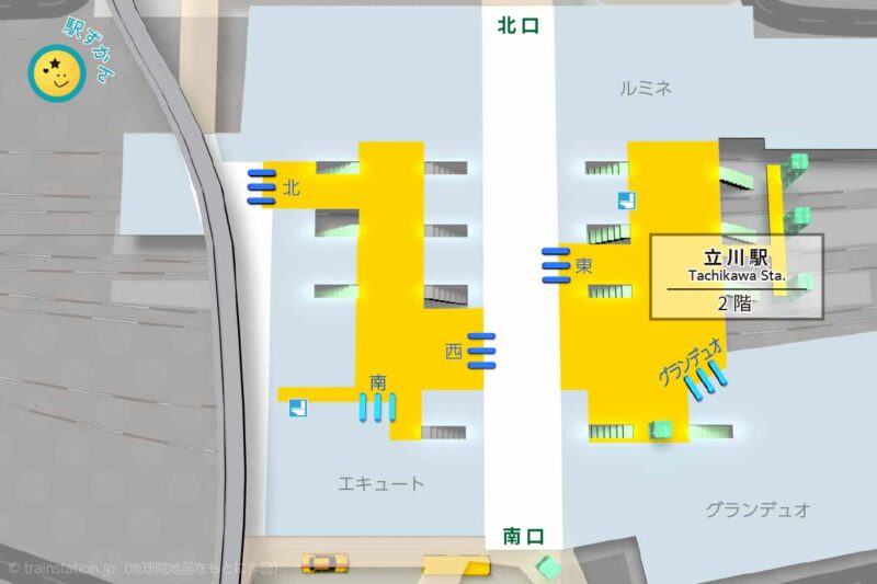 立川駅構内図と周辺地図