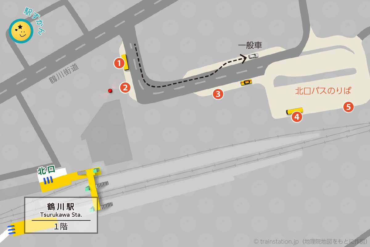 鶴川駅ロータリー(交通広場)マップ