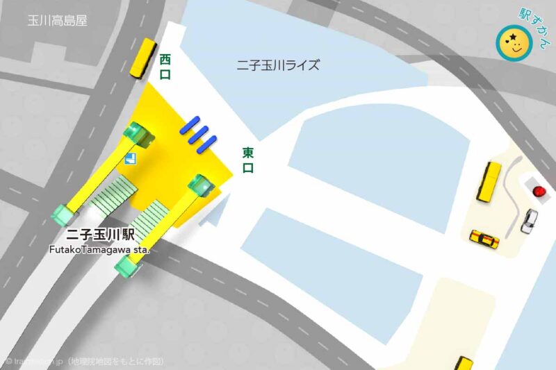 二子玉川駅構内図と周辺地図