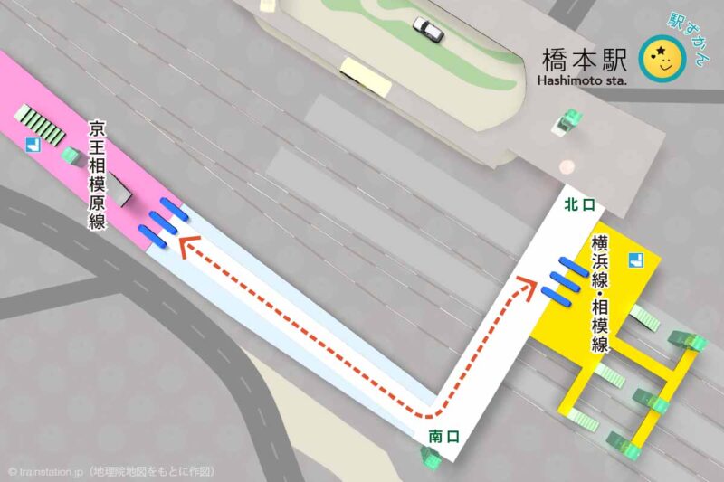 橋本駅構内図と周辺地図