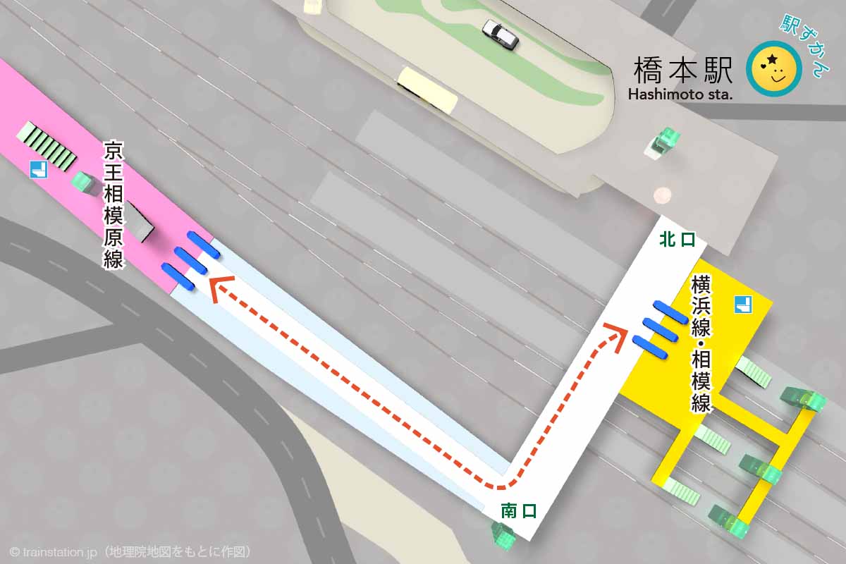 橋本駅構内図と周辺地図