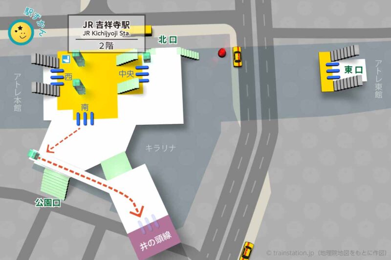 JR吉祥寺駅構内図と周辺地図