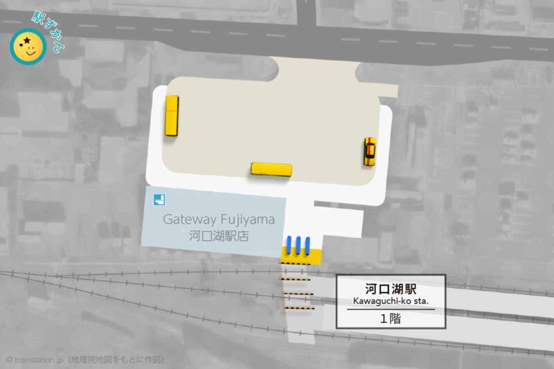 河口湖駅構内図と周辺地図