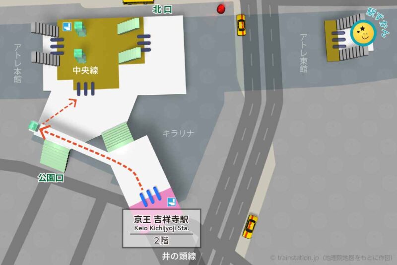 京王 吉祥寺駅構内図と周辺地図