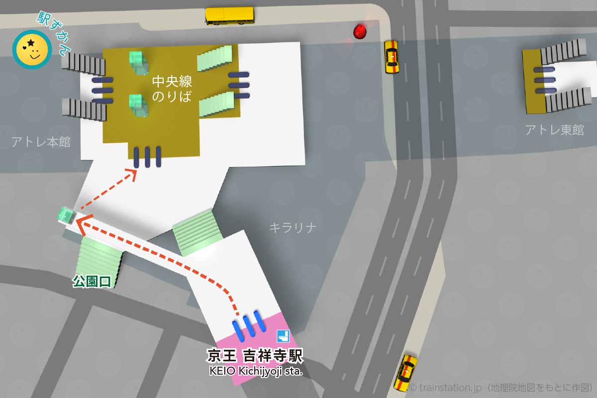 KEIO 吉祥寺駅構内図と周辺地図