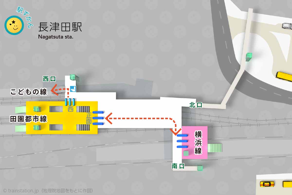 長津田駅構内図と周辺地図