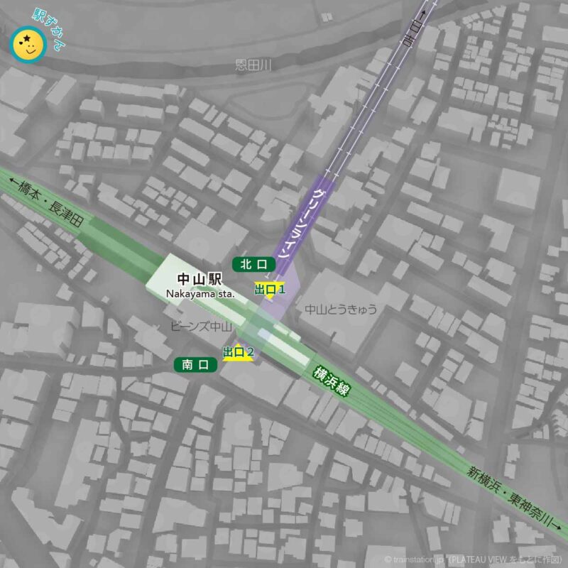 中山駅の全域地図・乗り入れ路線図