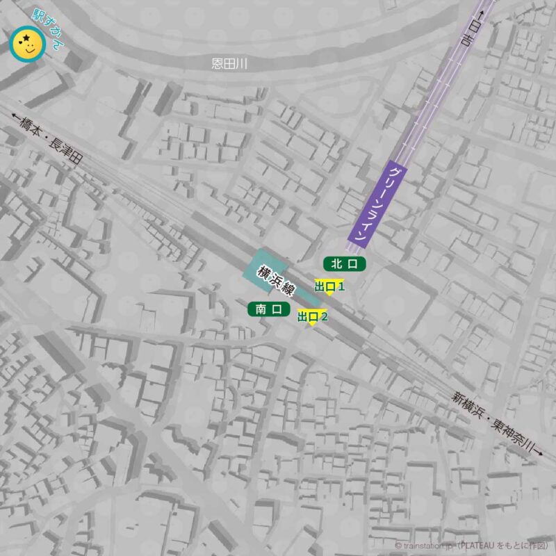 中山駅の全域地図・乗り入れ路線図