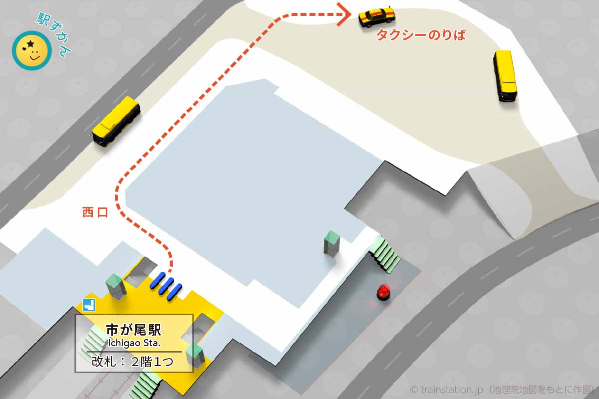 市が尾駅タクシー乗り場マップ