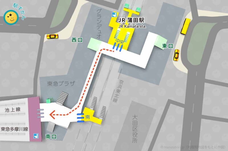 JR蒲田駅構内図と周辺地図