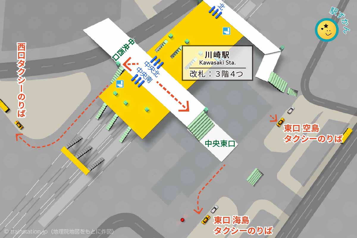 川崎駅タクシーのりばマップ