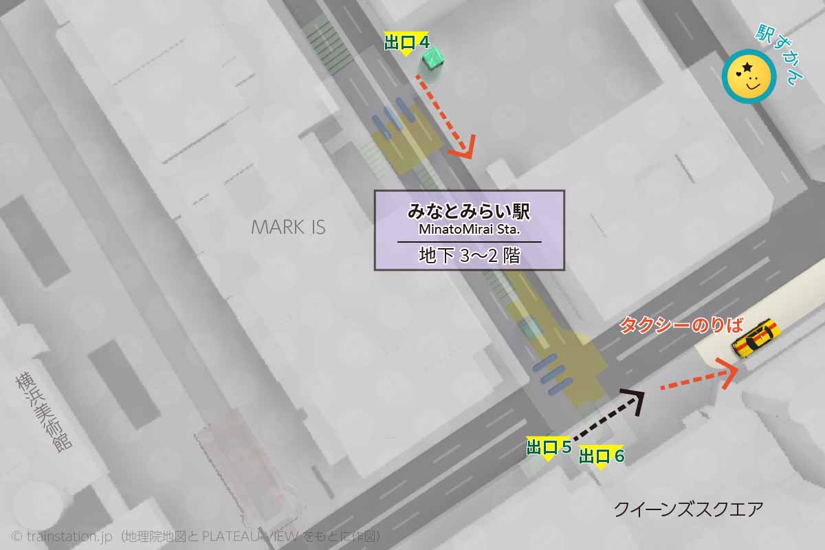 みなとみらい駅タクシー乗り場マップ