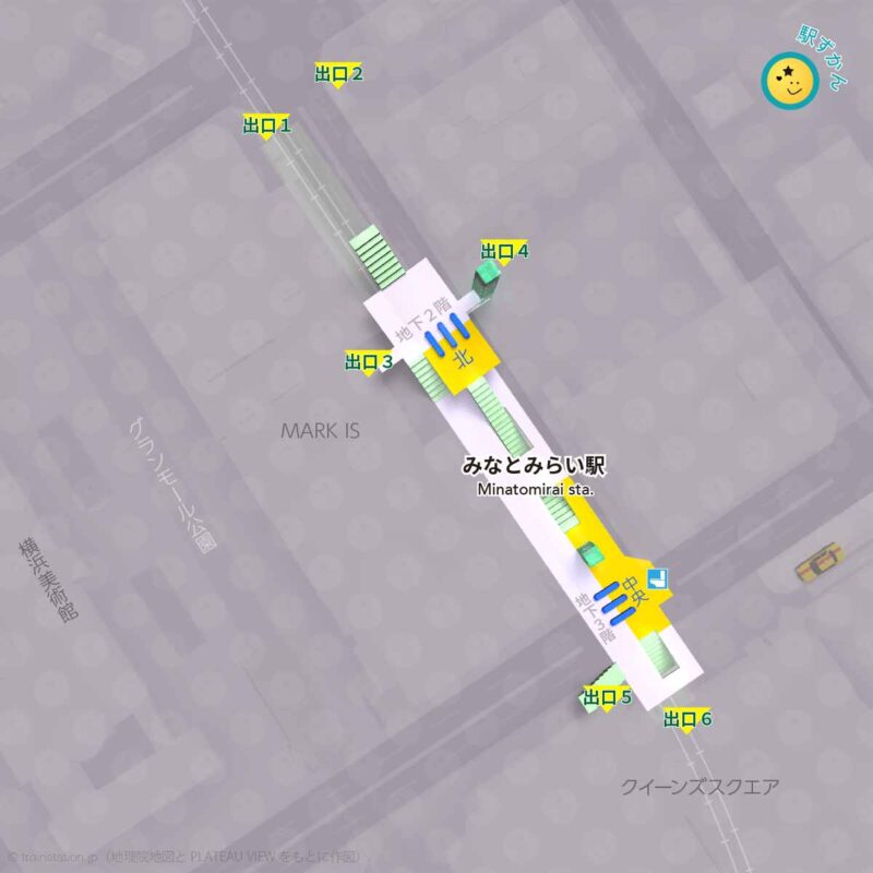 みなとみらい駅構内図と周辺地図