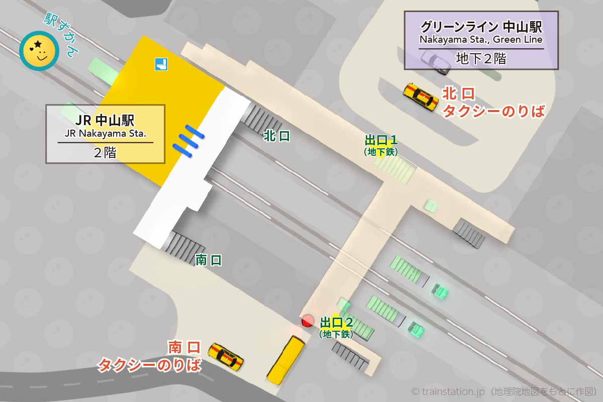中山駅タクシー乗り場マップ