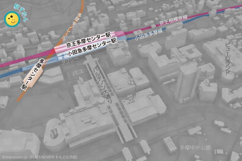 多摩センター駅の全域地図・乗り入れ路線図