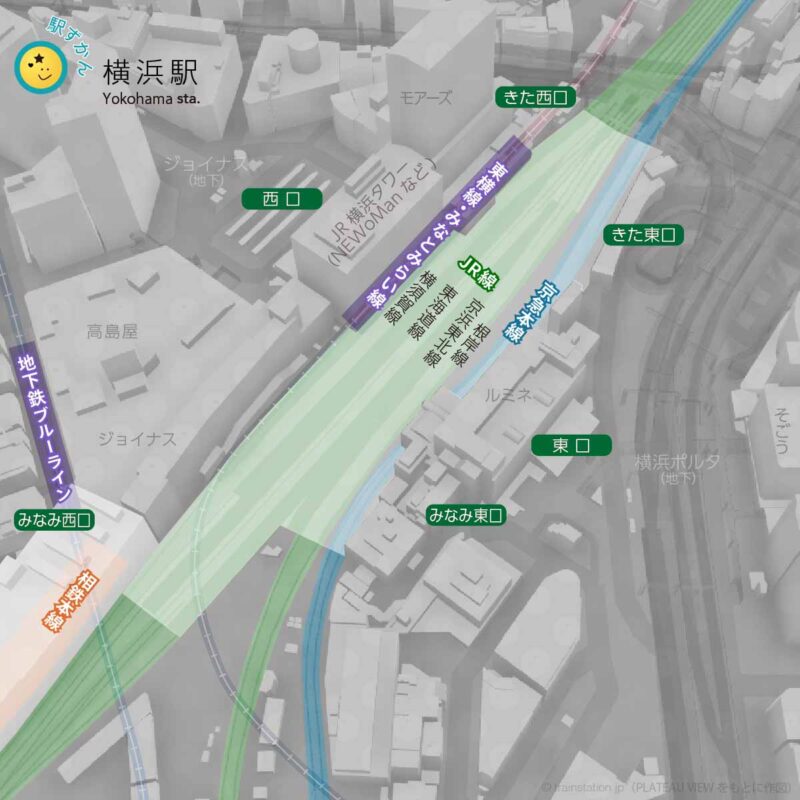 横浜駅の全域地図と路線図