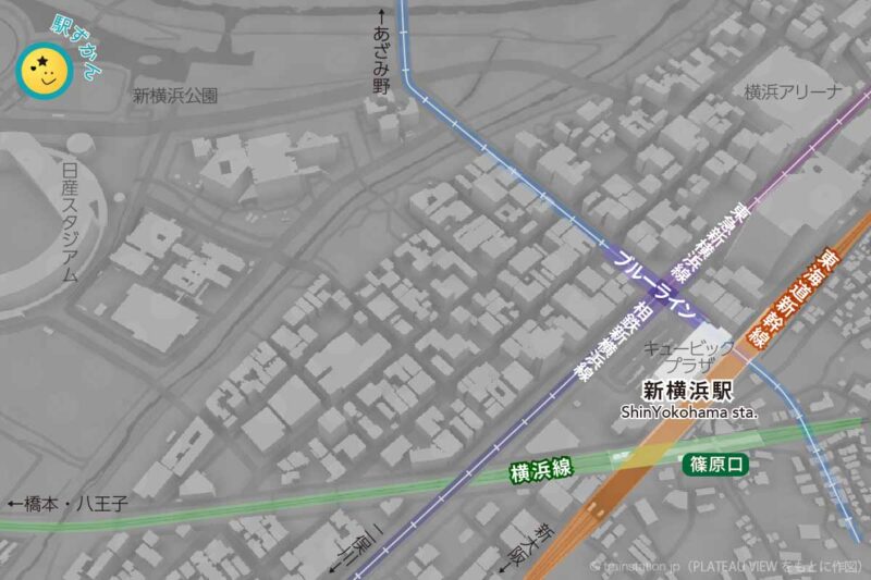 新横浜駅の全域地図・乗り入れ路線図