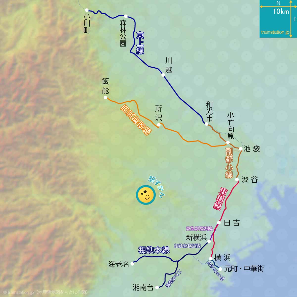 東横線⇔副都心線ほか乗り入れ路線図