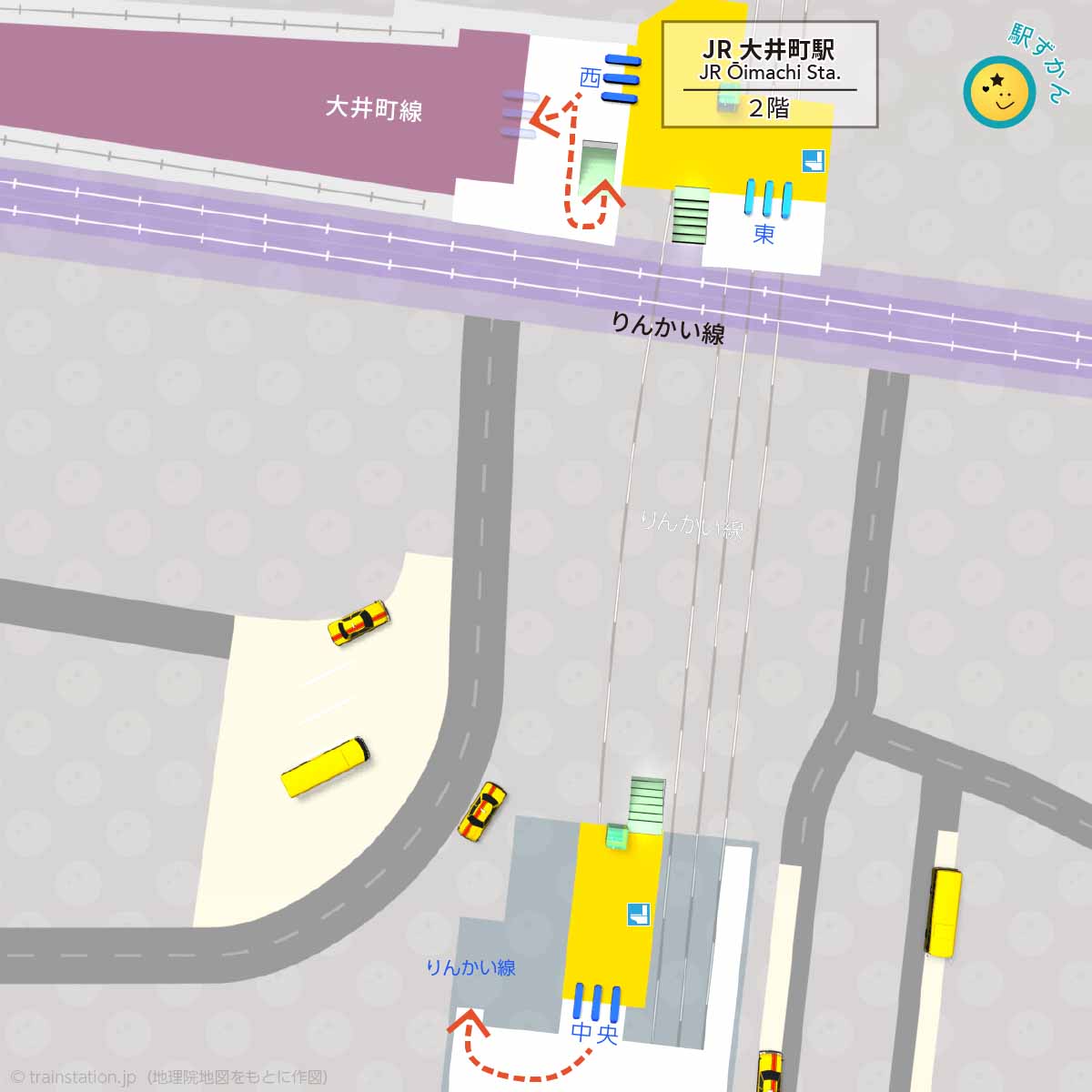 JR大井町駅構内図と周辺地図