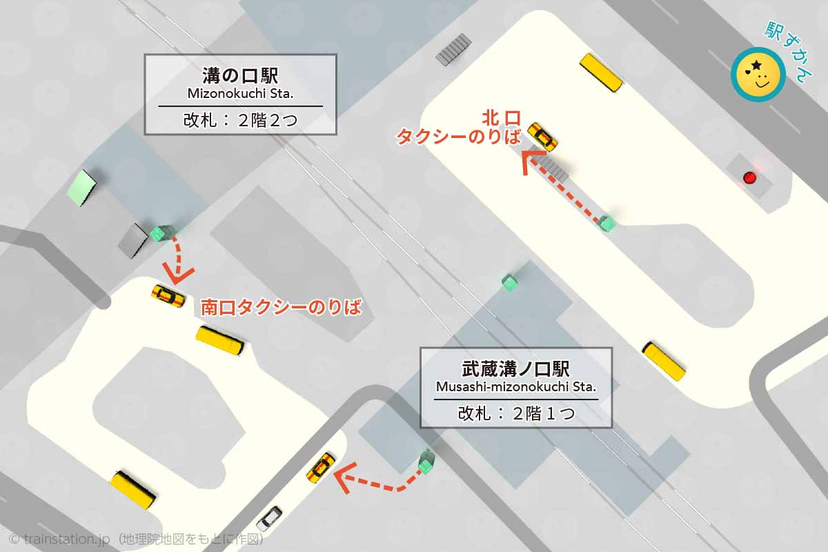 溝の口駅,武蔵溝ノ口駅タクシー乗り場マップ