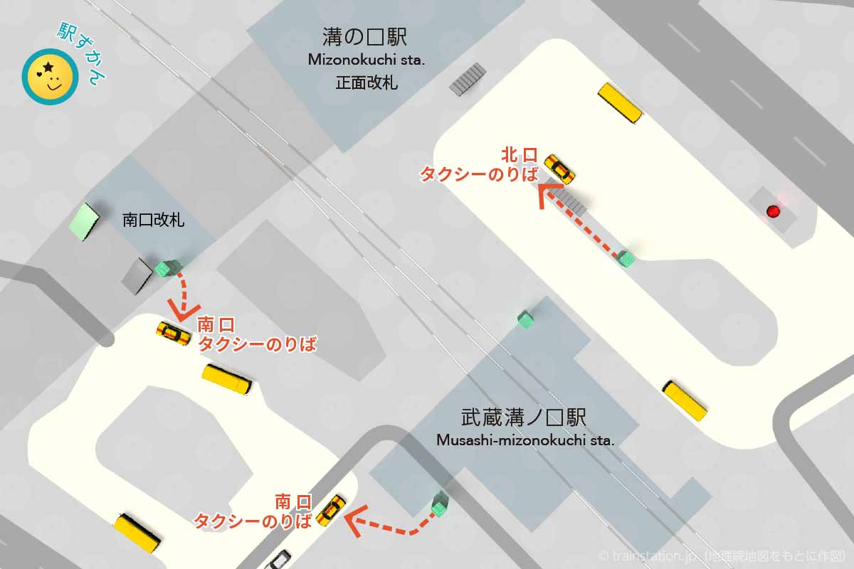 溝の口駅,武蔵溝ノ口駅タクシー乗り場マップ