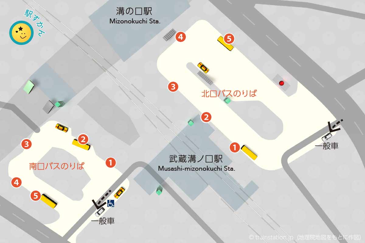 溝の口駅・武蔵溝ノ口駅ロータリーマップ