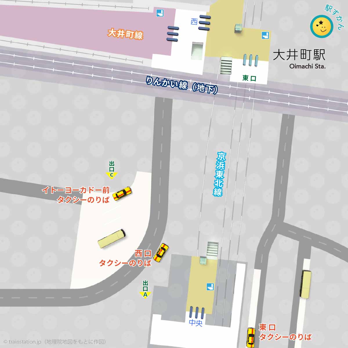 大井町駅タクシー乗り場マップ