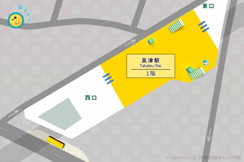 高津駅構内図と周辺地図