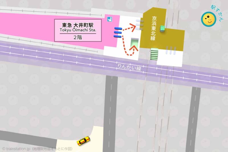 東急 大井町駅構内図と周辺地図