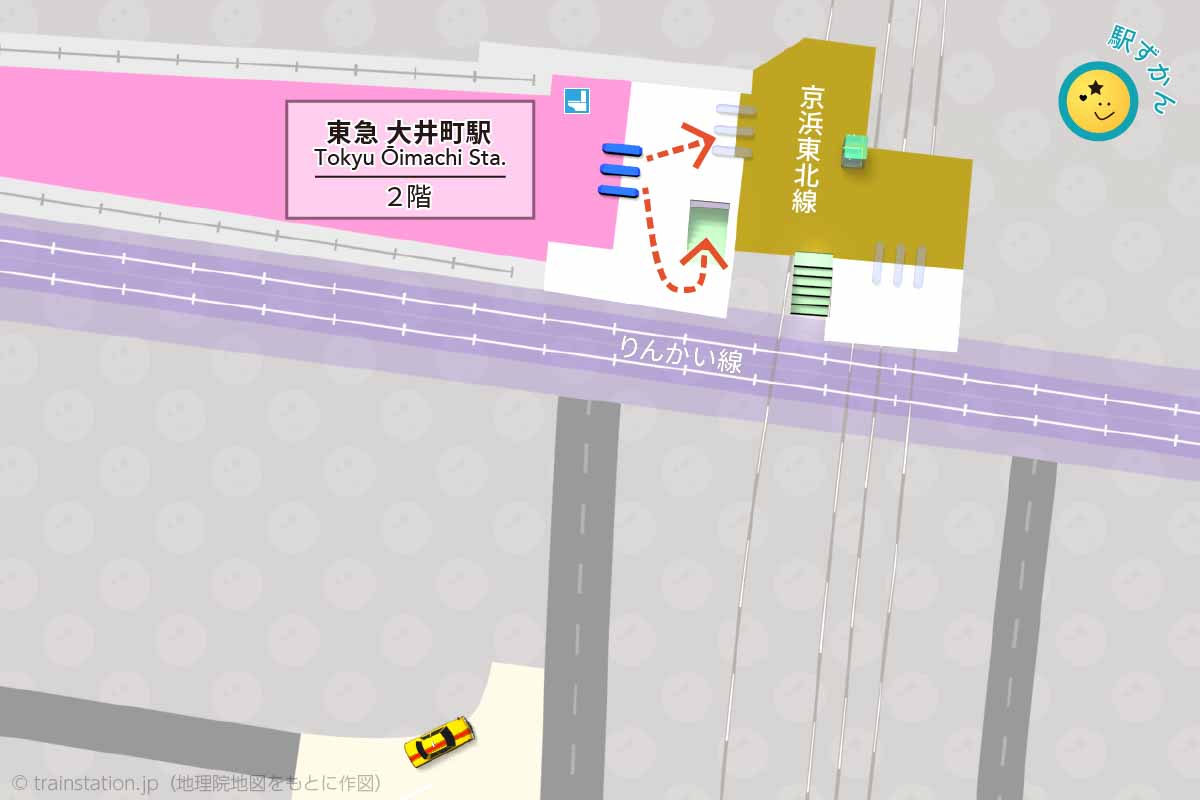 東急 大井町駅構内図と周辺地図