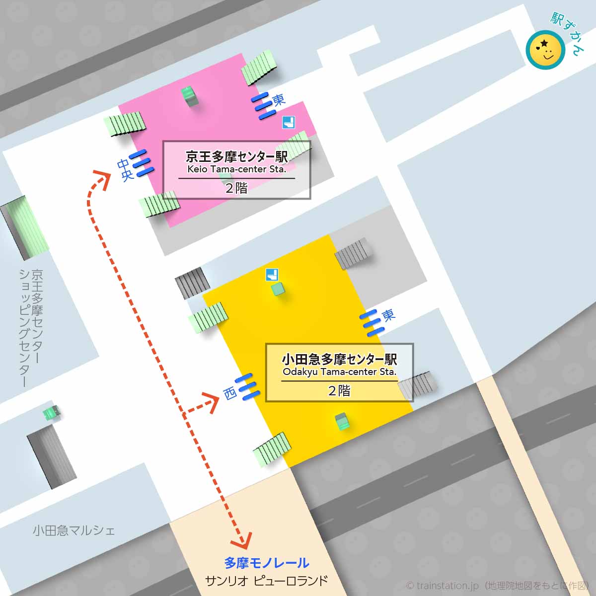 多摩センター駅構内図 乗り換えマップ