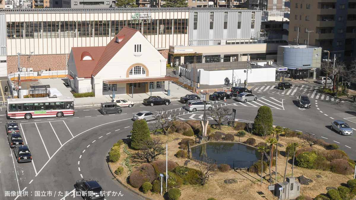 国立駅南口と旧駅舎