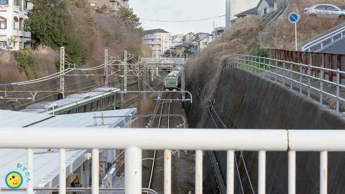 新横浜の切通しを走る横浜線