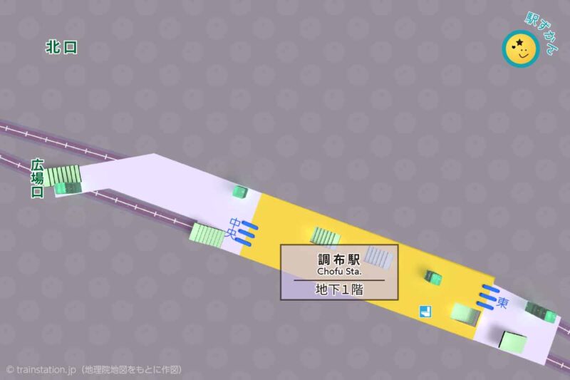 調布駅構内図と周辺地図