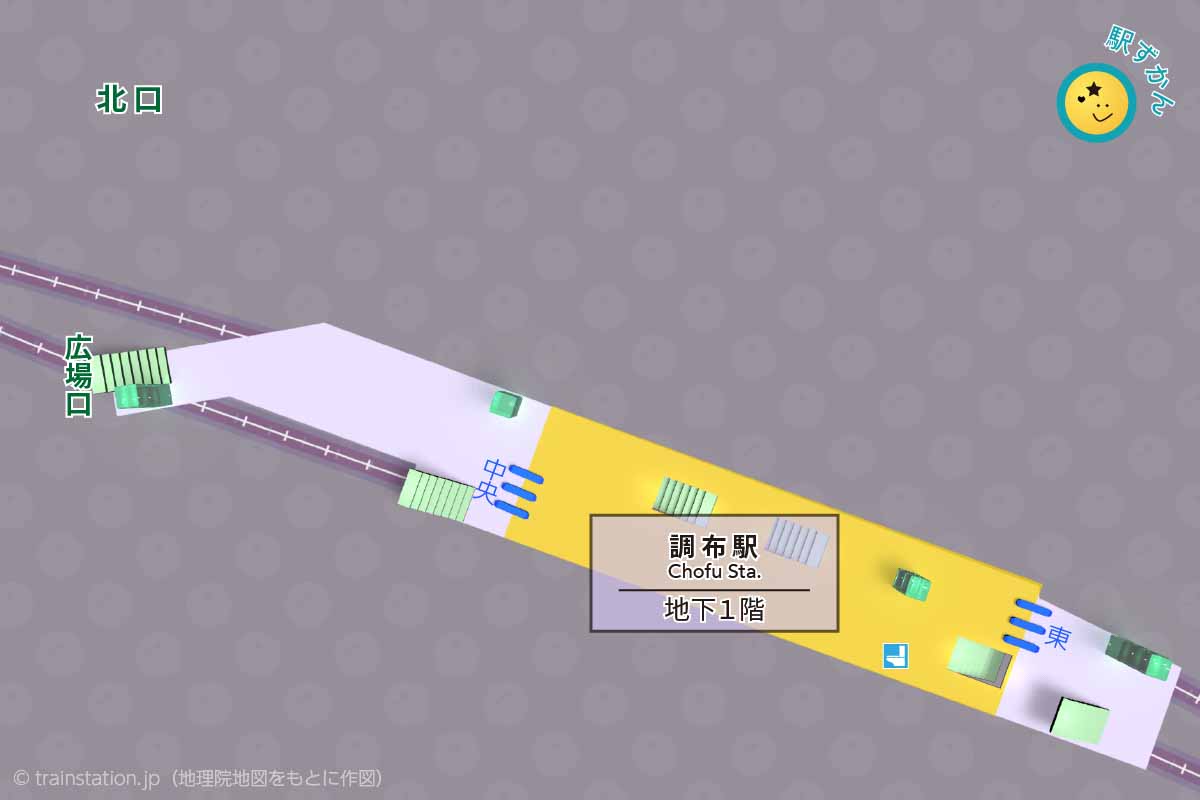 調布駅構内図と周辺地図